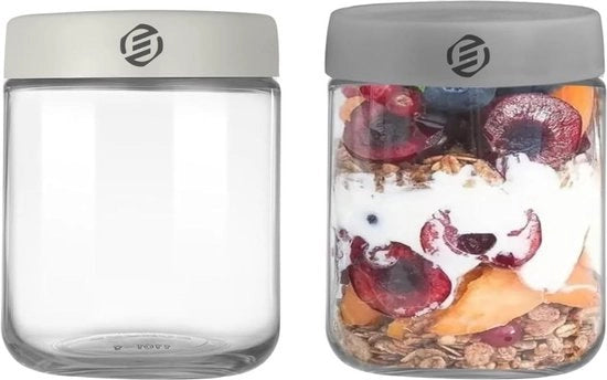 Set di Overnight Oats in Jar di Vetro - Muesli - Bicchiere per Havermout - Kit - Da non perdere per il tuo colazione