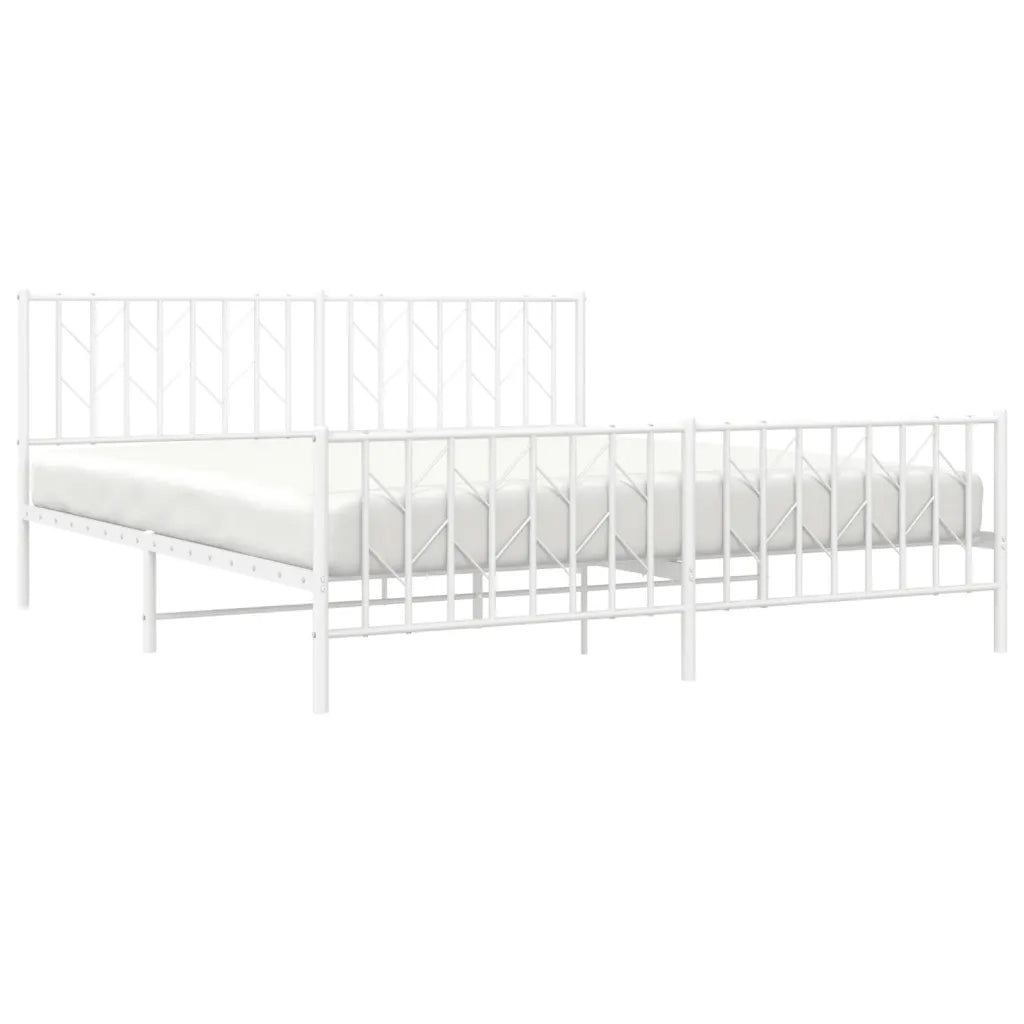 Giroletto con Testiera e Pediera-Struttura Letto Metallo Bianco 183x213 cm 969227
