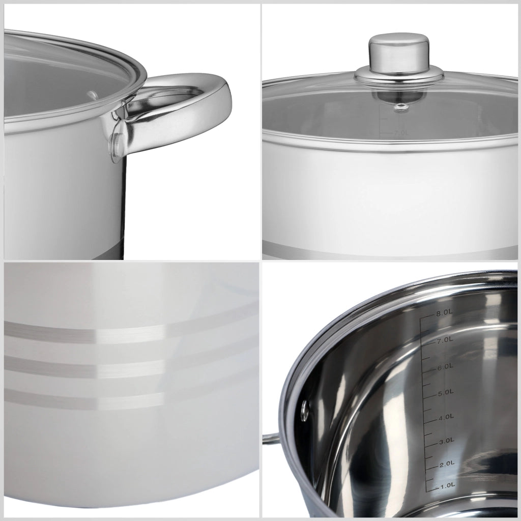 Pentola a induzione grande in acciaio inox KADAX con coperchio, gas, 34 cm, 21 l, alta