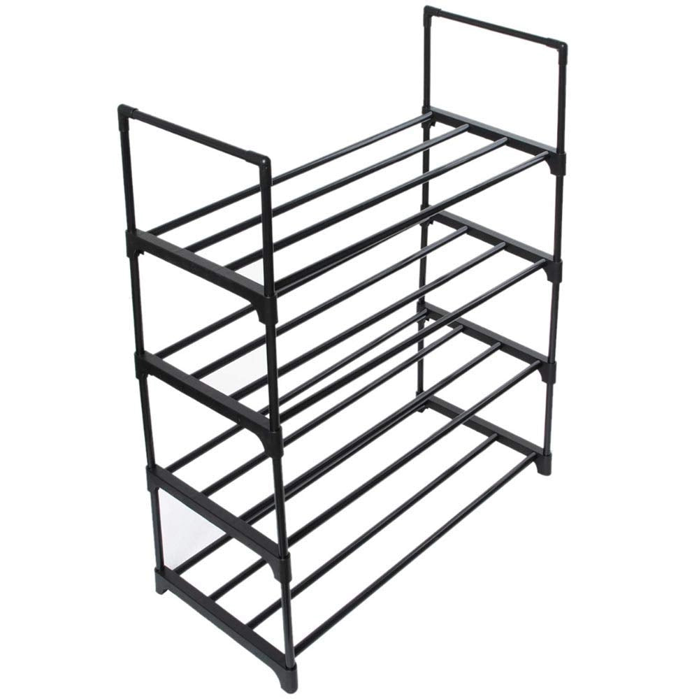 Scarpiera Slim Salvaspazio 4 Ripiani in Acciaio Ingresso Casa 65x30x74cm Nero