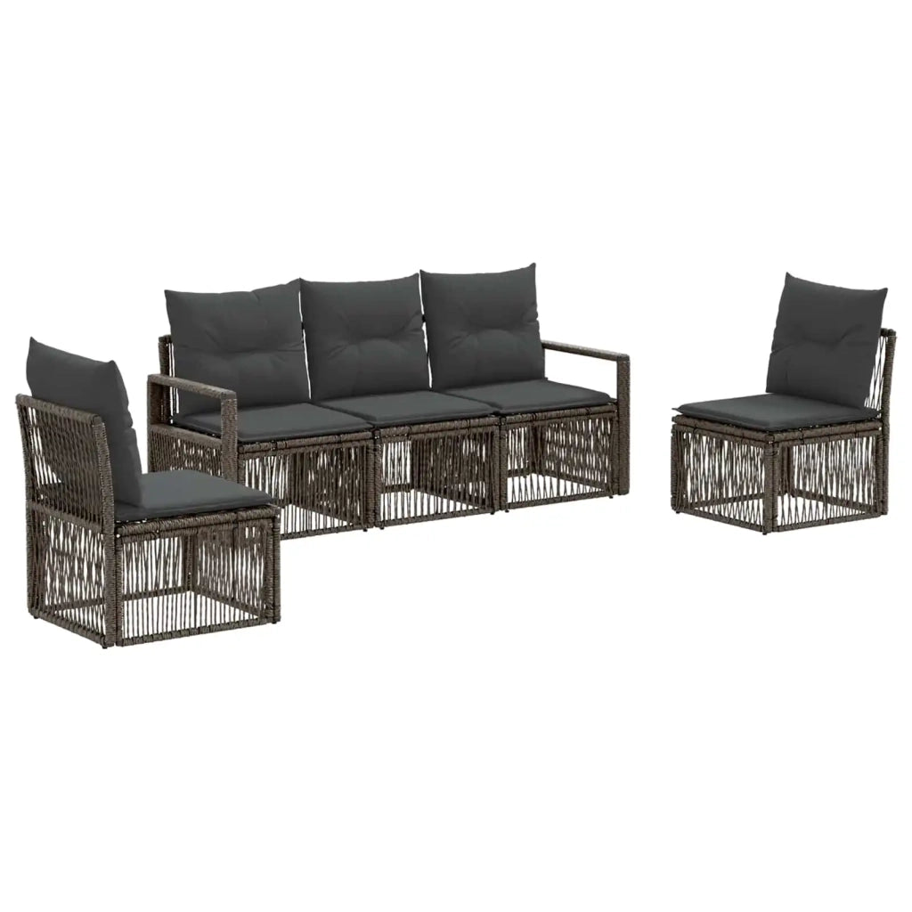 Set Divano da Giardino 5 pcs Grigio polyrattan 3435668