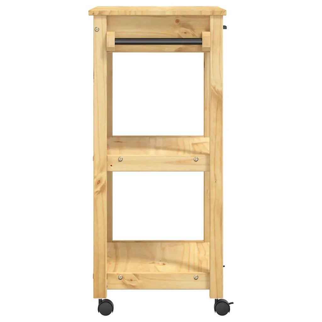 Carrello da Cucina-Scaffale per Cucina MONZA 60x40x88,5 cm in Legno Massello di Pino 478122