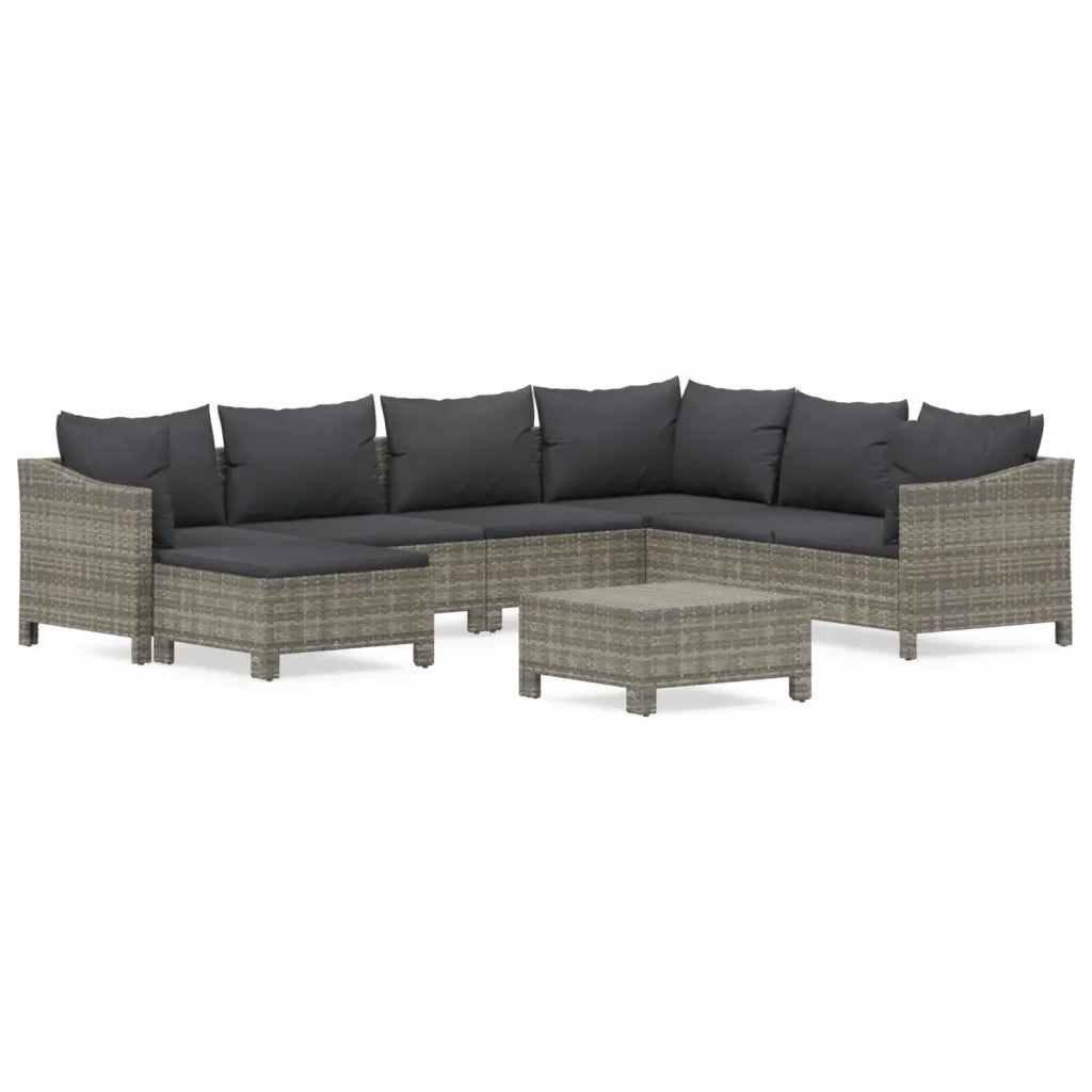 Set Divani da Giardino 8 pz con Cuscini in Polyrattan Grigio 3187297