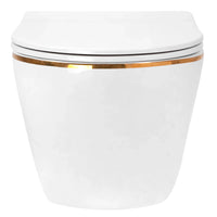 Vaso Wc Sospeso Rea Carlo Tornado Rimless Flat Gold Edge
