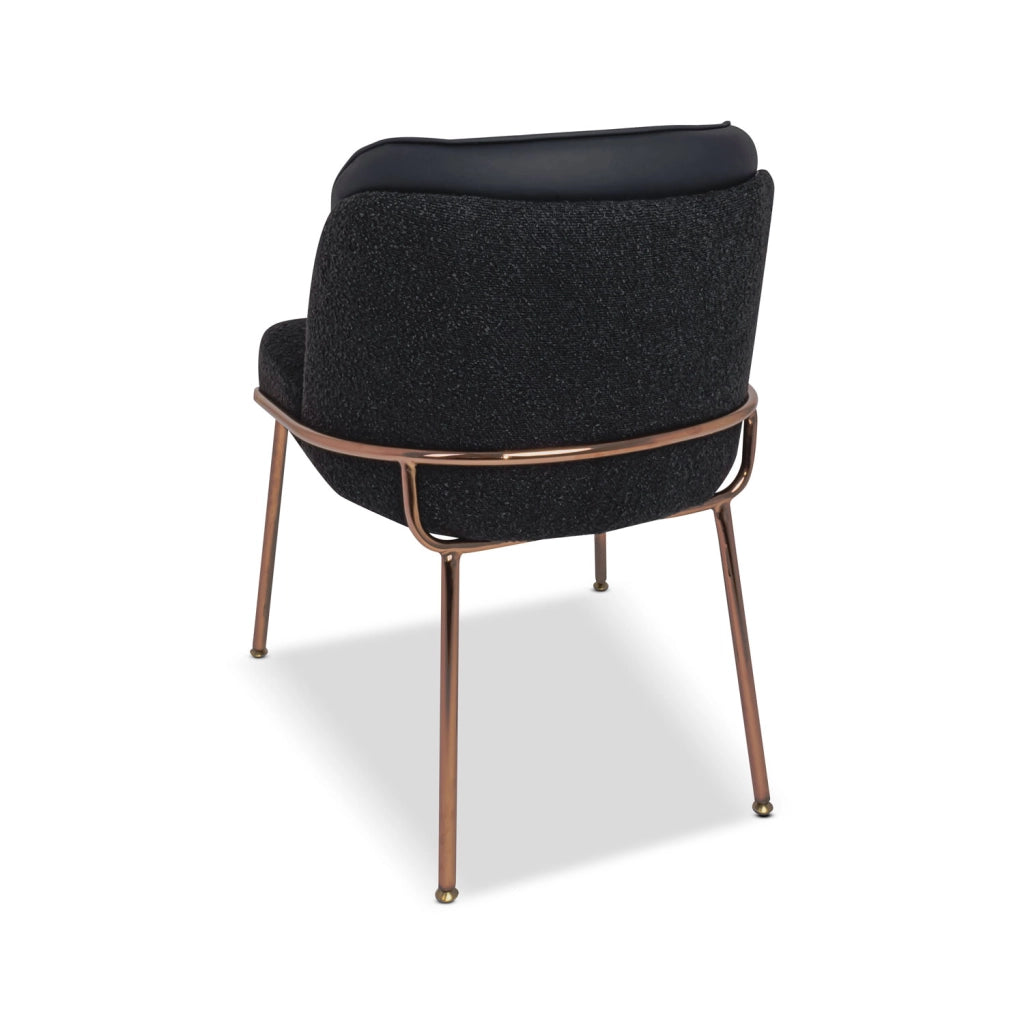 Thun Boucle - Coppia di poltroncine di design in metallo, seduta in tessuto bouclé e schienale in letherette