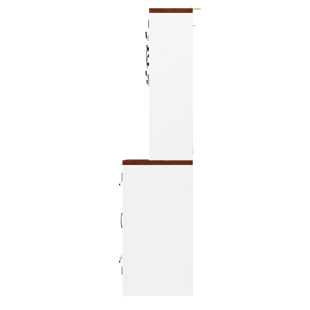 Credenza alta con LED RGB, 2 ante e vano aperto, ripiani regolabili, per cucina e soggiorno, bianco, 120 × 40 × 180 cm