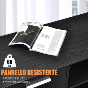 Schedario a 3 Cassetti, Supporto per Stampante con 5 Ruote e Ripiani Aperti Regolabili, Armadietto Multifunzionale per Casa e Ufficio, 81 x 41 x 66 cm (Nero)