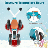 Bicicletta senza Pedali per Bambini, Giocattolo da Guida con 4 Ruote, Telaio in Lega di Alluminio, Bici Equilibrio per Bambini 10-24 Mesi