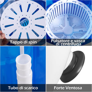 Mini Lavatrice con Centrifuga, Semi Automatico, Lavatrice Compatta Portatile con Funzione Timer, Ideale per Dormitorio e Campeggio, 2,5 kg, 170 W [Classe di efficienza energetica E]