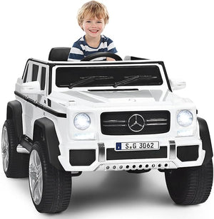 Mercedes Benz Macchina Elettrica per Bambini 12V, Veicolo Elettrico con Luci LED e Chiusura di Sicurezza, Macchina Cavalcabile per Bambini 3-8 Anni (Bianco)