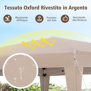 Gazebo Pop-Up Pieghevole 4 x 3,5 m, Gazebo da Giardino Impermeabile, Regolabile in Altezza, Tenda da Giardino con Borsa di Trasporto, per Campeggio e Feste