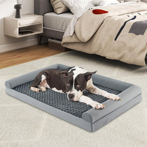 Cuccia Cane Interno in Schiuma, Brandina per Cani con Cuscino, Copertura Rimovibile e Tessuto Interno Impermeabile, Lettino per Animali Domestici, Grigio (135 x 91 x 18 cm)