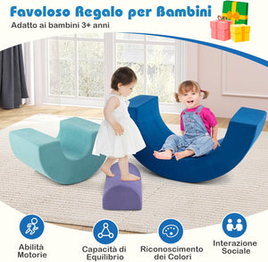 Set di Gioco Arrampicata Arcobaleno, Blocchi in Schiuma con Rivestimenti Lavabili in Lavatrice, Set di Attività da Arrampicata e Gattonamento per Interni per Bambini 3+ Anni