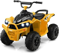 12V Quad Elettrico per Bambini, Macchina Elettrica con Velocità Alta/Bassa, Sedile Comodo Fari Corno e Musica, Auto Elettrica Cavalcabile 2,2/4,3 km/h (Giallo)