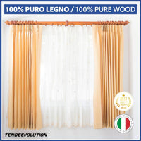 Coppia di Supporti Doppi in Legno per Tenda, Bastone 35 mm, Colore Olmo, 100% Legno di Alta Qualità, Made in Italy
