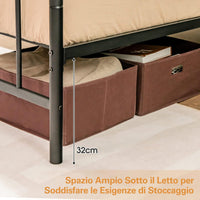 Telaio da Letto in Metallo, Struttura Letto con Testiera e Pediera, Letto a Piattaforma con Doghe in Acciaio, Carico Massimo 300kg, Nero (200cm x 160cm)