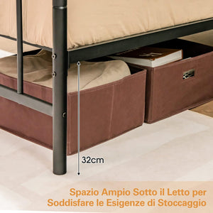 Telaio da Letto in Metallo, Struttura Letto con Testiera e Pediera, Letto a Piattaforma con Doghe in Acciaio, Carico Massimo 300kg, Nero (200cm x 160cm)
