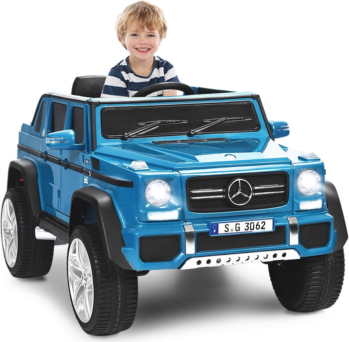 Mercedes Benz Macchina Elettrica per Bambini 12V, Veicolo Elettrico con Luci LED e Chiusura di Sicurezza, Macchina Cavalcabile per Bambini 3-8 Anni (Blu)
