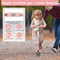 Monopattino per Bambini Pieghevole e Portatile, Monopattino a 2 Ruote con Manubrio Regolabile, Ruote Luminose a LED, Freno Posteriore e Tracolla, Ideale per Bambini e Bambine 3+