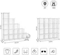 Armadio portaoggetti ripiano pannelli in rete 4 livelli 4 file maglio in gomma di grande capacità dimensioni libere 123 x 31 x 123 cm (l x l x a) bianco 12_0000703