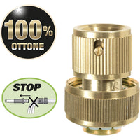 RACCORDO ATTACCO RAPIDO OTTONE TUBO ACQUA GIARDINO ACQUASTOP Ø19mm 3/4" RIBIMEX
