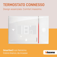 Bticino SXW8002 TERMOSTATO WIFI DIGITALE Smarther2 with Netatmo, Termostato Caldaia da Incasso Bianco, Programmabile, Comando da App, Alexa e Google
