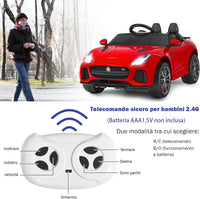 Jaguar Auto Elettrico 12 V per Bambini, Macchina Elettrica con Telecomando, con Luci Musica Storia, Avvio Lento, Velocit¨¤ 3-5 km/h (Rosso)