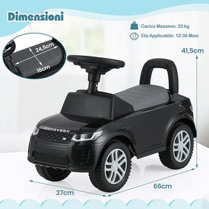 Macchinina Cavalcabile per Bambini, Macchina a Spinta con Clacson, Suoni del Motore e Spazio di Stoccaggio, Auto Giocattolo per Bambini da 1-3 Anni (Nero)