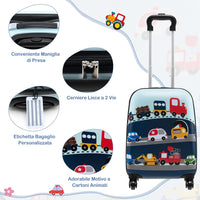 5 Pezzi Valigia per Bambini, Valigia con ManicoTelescopico da 16" con 13" Zainetto, Cuscino per Il Collo, Etichetta per Bagaglio, Borsa per Il Pranzo, con Ruote Girevoli a 360 ° (Modello 3)