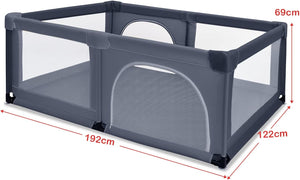 Box per Bambini, Centro Attività Portatile e Sicuro per Bambini, Box Colorato con Cancello, Recinto Extra per Interno ed Esterno con Rete Traspirante Durevole (Grigio scuro)