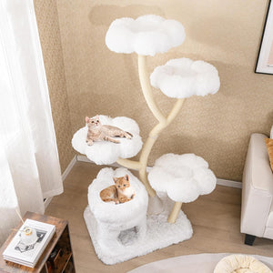Tiragraffi per Gatti Alto 165cm,Alberi per Gatti con 4 Piattaforme, Tiragraffi in Sisal e Tubo di Supporto Robusto, Mobili per Animali da Interno (Bianco)