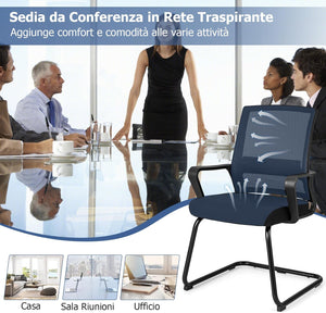 Sedia da Ufficio, Sedia da Conferenza con Supporto Lombare, Sedia Ergonomica con Base in Metallo, 62 x 59 x 94 cm