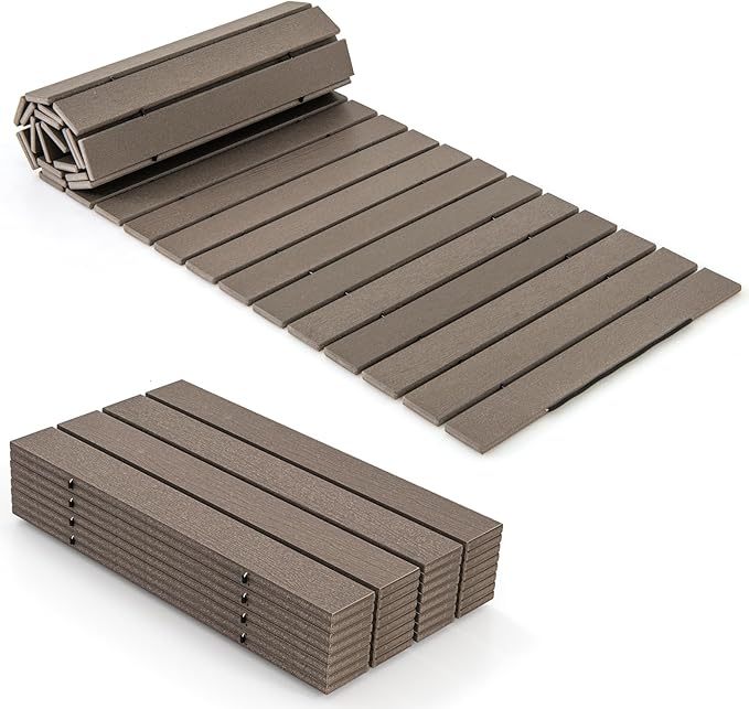 Percorso Giardino 242 cm, Passerella Dritta da Esterno con Connessione a Filo Metallico, Superficie Antiscivolo, Sentiero da Giardino Resistente alle Intemperie (242 x 55 x 1,2 cm)