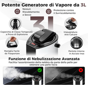 Sauna a Vapore Portatile 3L, Sauna da Casa con 9 Livelli di Regolazione della Temperatura da 35-63℃, Telecomando, Sedia Pieghevole e Massaggiatore per Piedi in Legno (caffè)