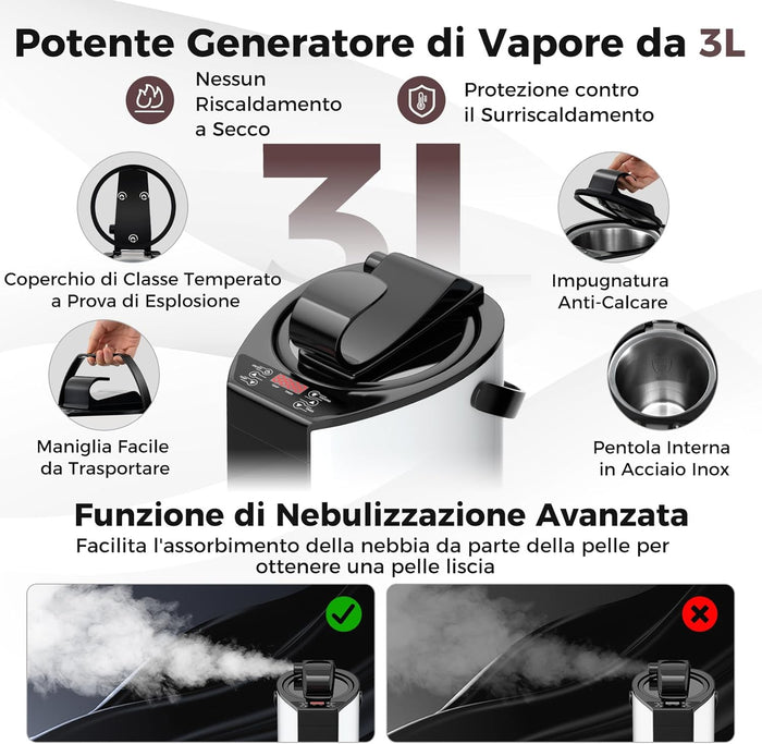 Sauna a Vapore Portatile 3L, Sauna da Casa con 9 Livelli di Regolazione della Temperatura da 35-63℃, Telecomando, Sedia Pieghevole e Massaggiatore per Piedi in Legno (caffè)