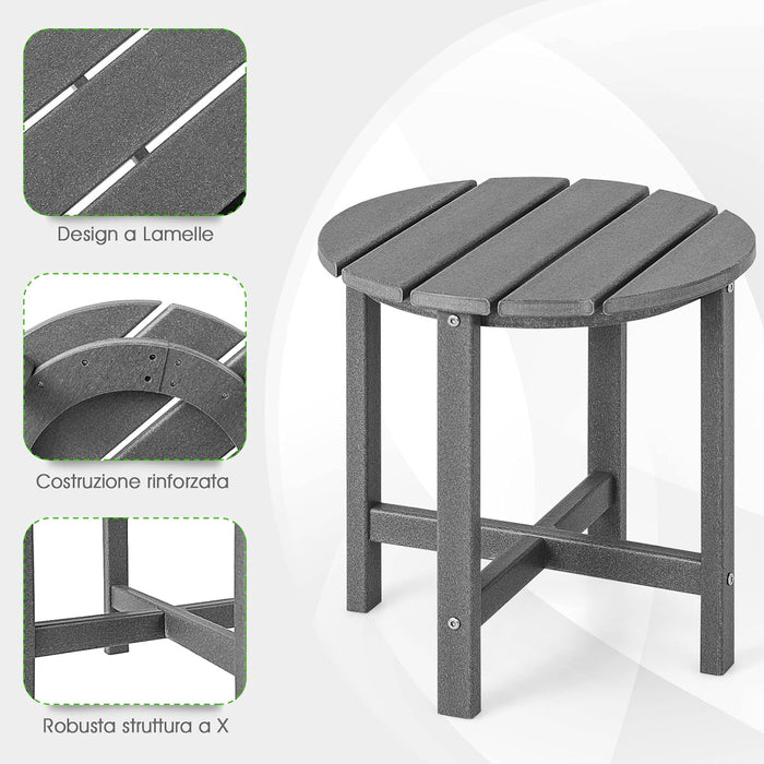 Tavolino da Giardino Rotondo per Esterno, Tavolo Adirondack in HDPE Resistente alle Intemperie, per Interno ed Esterno Patio, Portico, Giardino, Facile Manutenzione (Rotondo, Grigio)