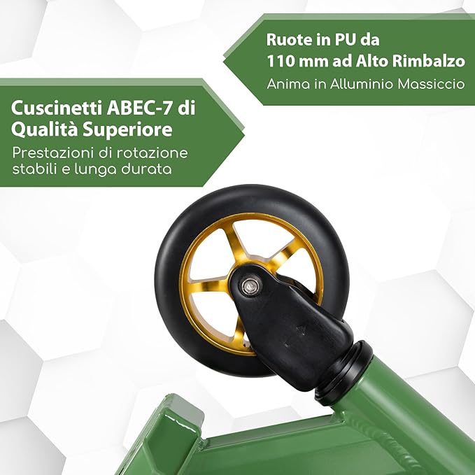 Scooter Acrobatico per Bambini, Monopattino Freestyle con 2 Ruote PU e Ampia Pedana in Alluminio, Scooter Pro per Trucchi Leggero da Strada per Bambini 10+ Anni, Carico 100 KG