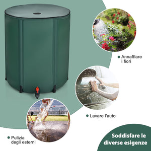 Bidone per la Raccolta dell'Acqua Piovana, Serbatoio Cisterna Raccolta Acqua, con Rubinetto, 200L