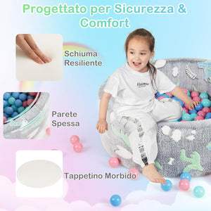 86 x 30 cm/200 Palline ∅5,5 cm Piscina di Palline Colorate per Bambini Luminosi nel Buio, Vaso con Palline in Schiuma Morbido e Lavabile in Lavatrice, Piscinatta da Gioco