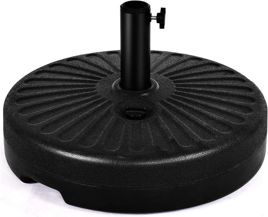 Base per Ombrellone, per Pali da 38-48mm, Base Ombrellone in Plastica e Ferro, 23L, 51x51x13cm, Nero
