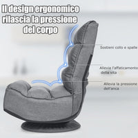 Poltrona Relax da Terra Pieghevole Reclinabile Girevole, Poltrone da Divano per Studio Salotto, con Schienale, Ottima per Rilassarti (Grigio)