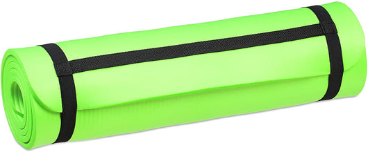 Tappetino yoga spessore 1 cm cinturino in gomma trasporto ginnastica pilates aerobica verde 13_0002843_6