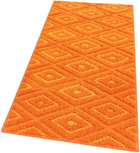 Tappeto Casa Cucina Rombi 3D 50X80 Cm Bordato Moderno Assorbente Antiscivolo Arancione