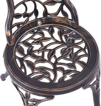 Tavolo da Giardino con Sedie in Fusione di Alluminio, Mobili da Esterno con 1 Tavolino Rotondo e 2 Sedie, Ideale per Balcone, Piscina, Cortile e Giardino