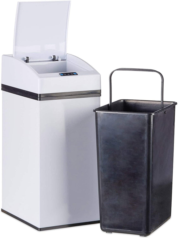 Pattumiera automatica da cucina design sensore coperchio secchio interno 7 litri bianco 13_0002322
