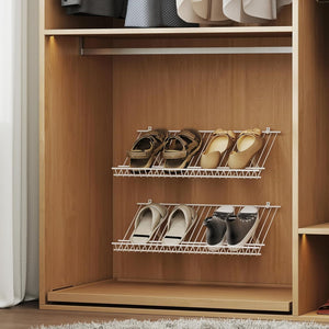 Set di 2 Scaffali a Muro, 61 cm Porta Scarpe in Metallo, Kit Organizzatore di Stoccaggio, 4 Supporti in PVC, Unità di Mensole Personalizzabile per Lavanderia Camera da Letto, 61x30x2,5 cm