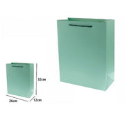Trade Shop - Set 3 Pz Buste Borsa Regalo Sacchetti 32x26x12cm 69908 Verde Con Manico Cordino -