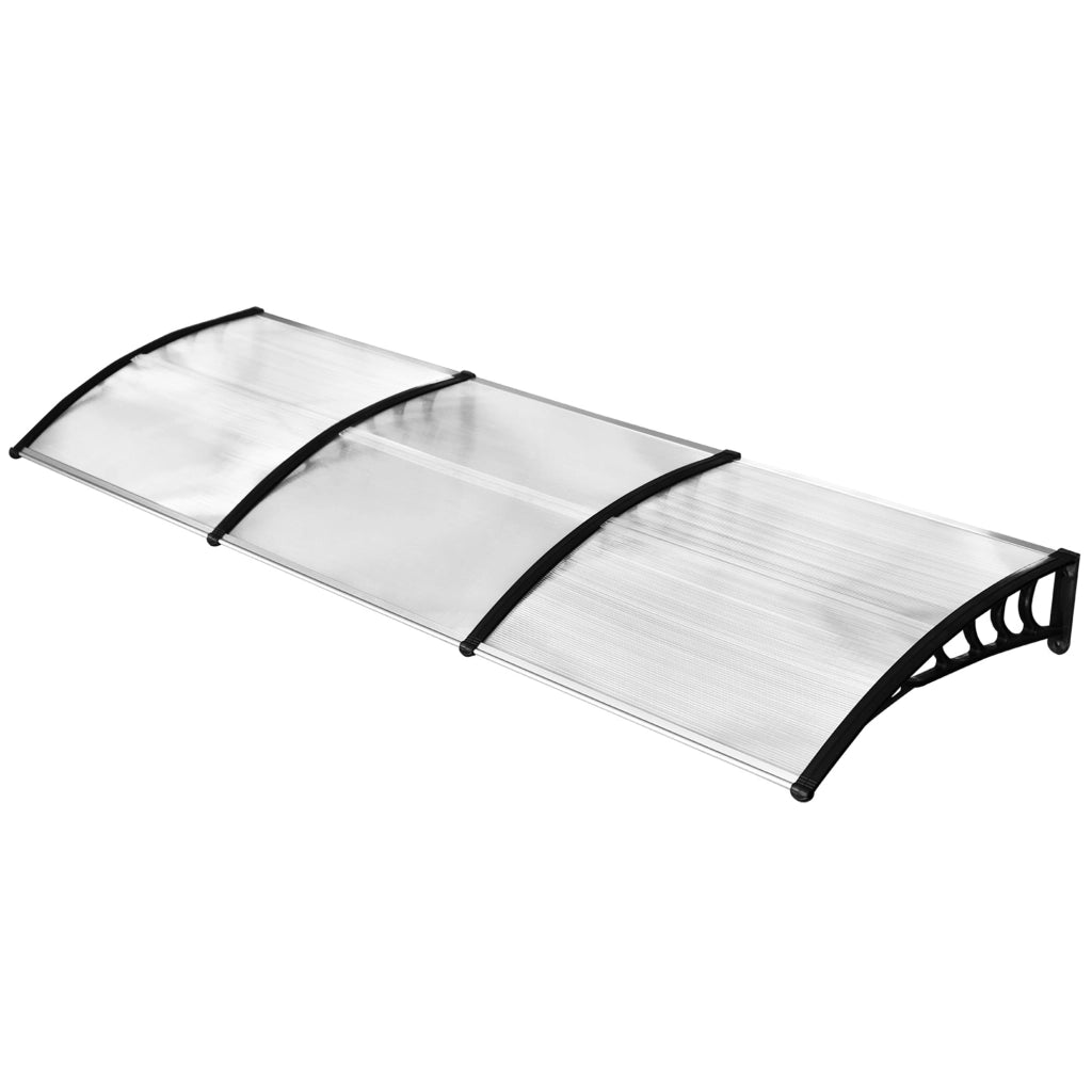 Pensilina Tettoia 122x89x24 cm in Policarbonato PP e Alluminio Nera e Trasparente