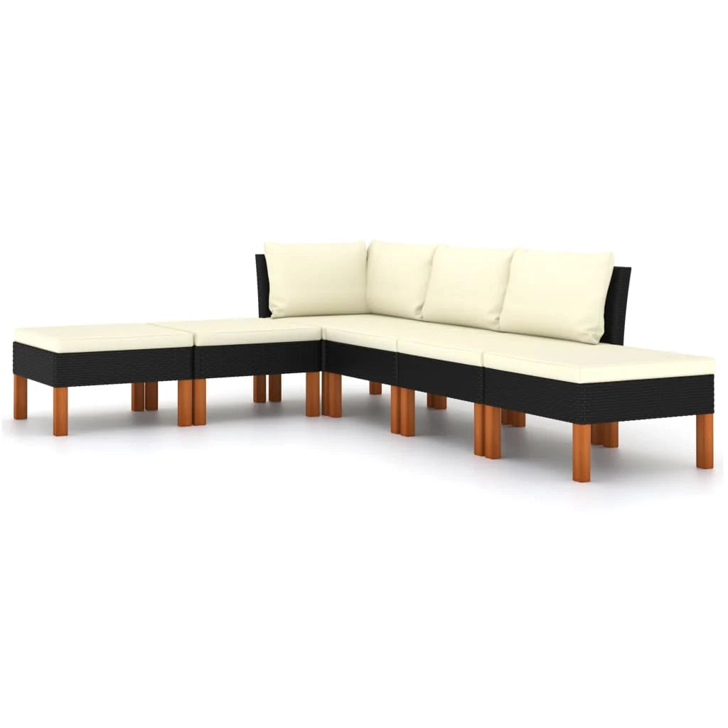 Set di mobili da giardino mobili da esterno set da 6 pezzi con cuscini resina intrecciata nera 02_0016912