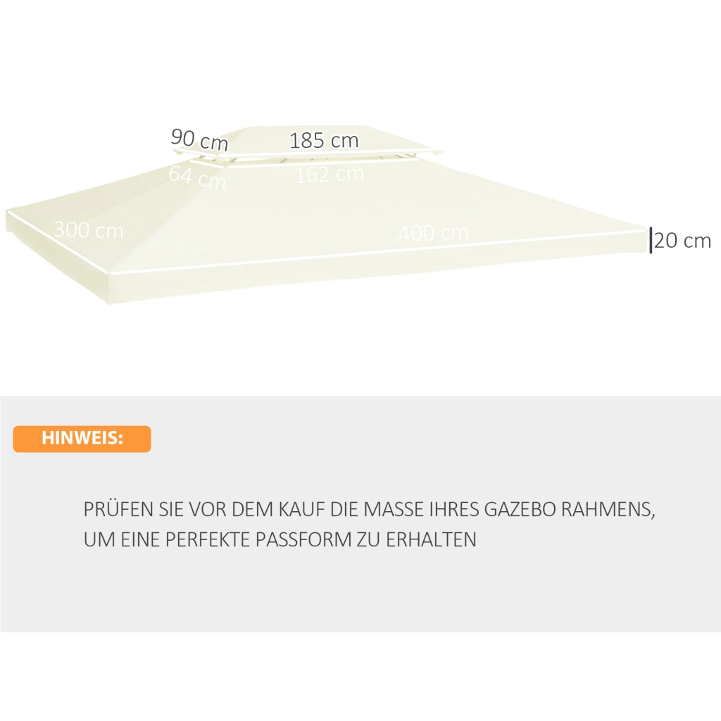 Telo di ricambio per gazebo 3x4 m in poliestere colore bianco crema